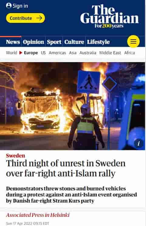 Actual Swedish Unrest Headline