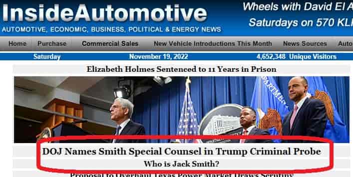Inside Automotive reports special consel named to Trump in as conspicous manner as possible