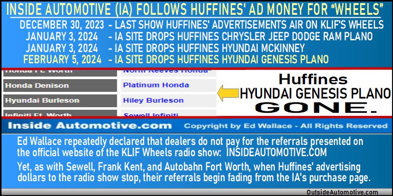 Huffines Hyundai McKinney Off of KLIF Wheels' Purchase Page after radio spots ended.